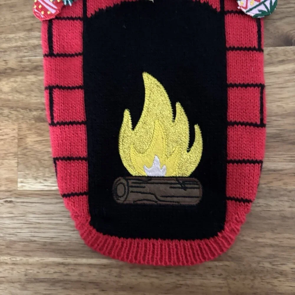 Merry &‎ Bright Holiday Dog “Ugly Sweater” Fireplace Xmas Pet Apparel XS NWT